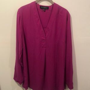 Eloquii Pleat Front Tunic Blouse Berry Size 14